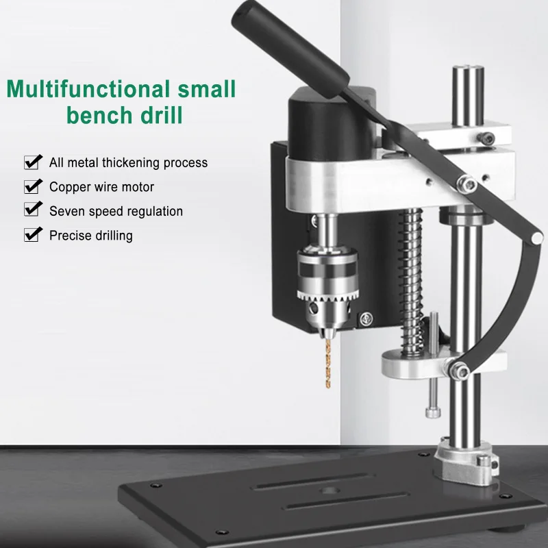 

Mini Desktop Drill 7-Speed Electric Drill Hole Punch Household Drilling Machine Benchtop Drill Press for DIY Wood Metal Hand To