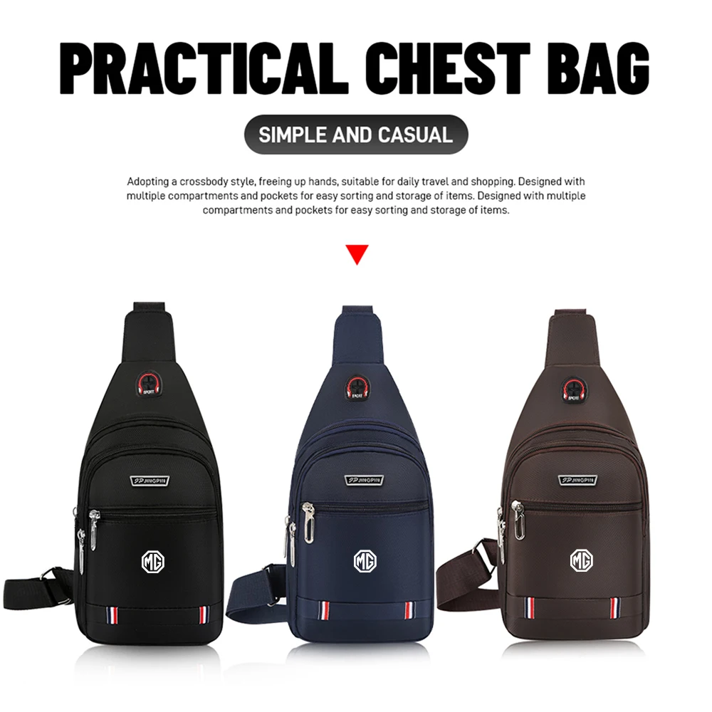 

Car Logo Leisure Backpack One-Shoulder Chest Bag Accessories For Morris Garages MG Phev ZT 3SW Saloon HS EV GS TF ZR Hector 350