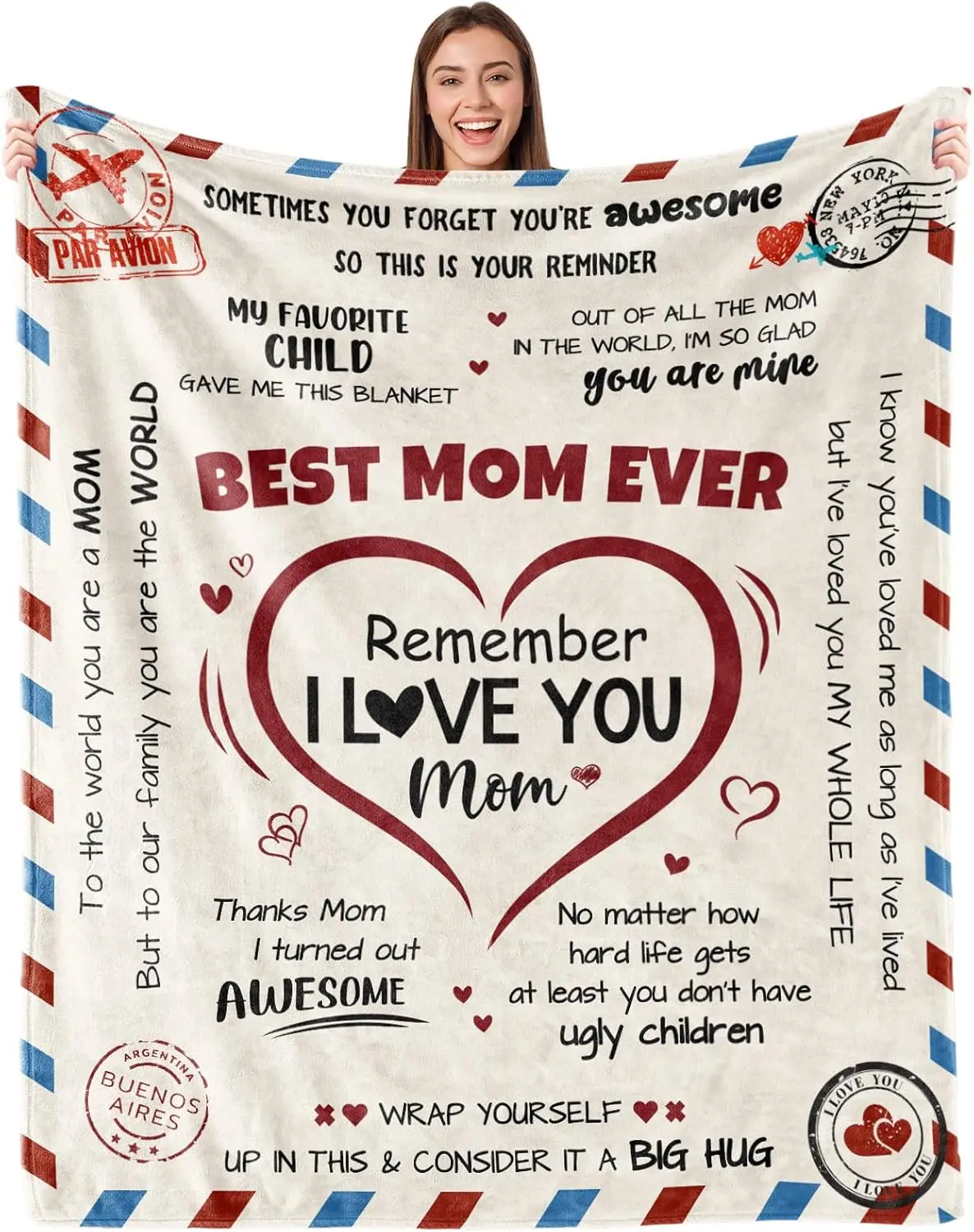 Mothers Day for Mom Gifts，Mothers Day Blanket for Mom, Moms Birthday Gift Ideas from Daughter Son, Best Ever Gifts