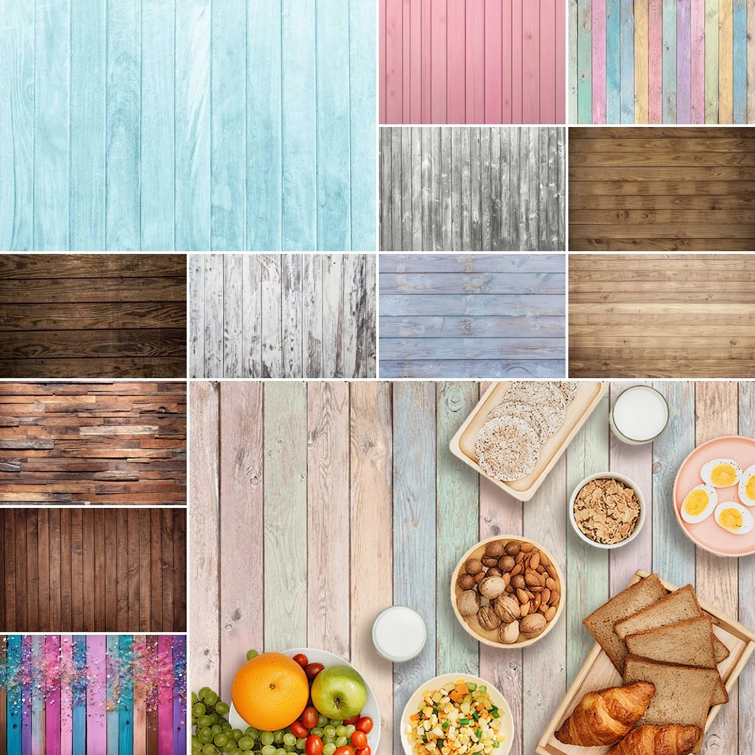 MOON.QG nourriture bois toile de fond Imitation bois anniversaire nouveau-né bébé photographie fond rustique bois décors pour Photoshoot