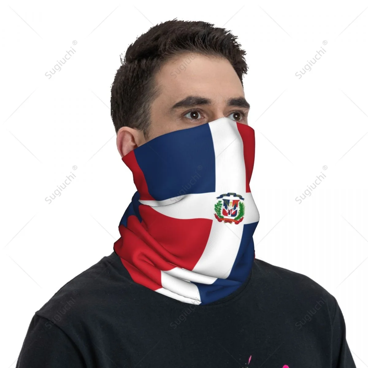 Unisex Dominican Republic Flag Neckerchief Scarf Neck Face Mask Scarves Neck Warmer Seamless Bandana Headwear Cycling Hiking