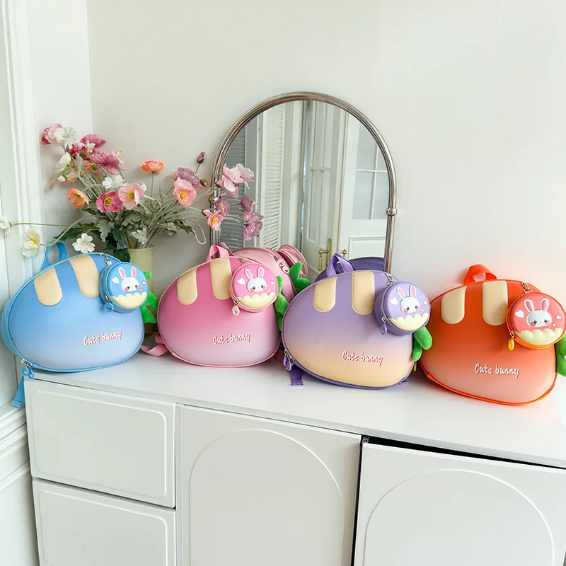 EVA Eggshell Children's Backpack Hard Cartoon Pattern Kindergarten Backpacks Cute Fun Radish Shaped Outdoor Kid‘s Bags