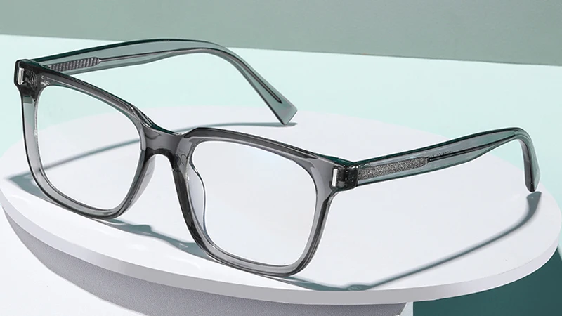 Kachawoo Anti-Blaulicht-Brille, TR90-Acetat, quadratischer Brillenrahmen für Damen, Trend, koreanischer Stil, Unisex, transparent, grau – Detail 2