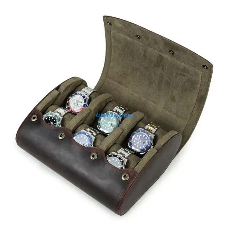 

T4MD Watch Travel Caskets PU Leather Storage Box Portable 6 Slots Watches