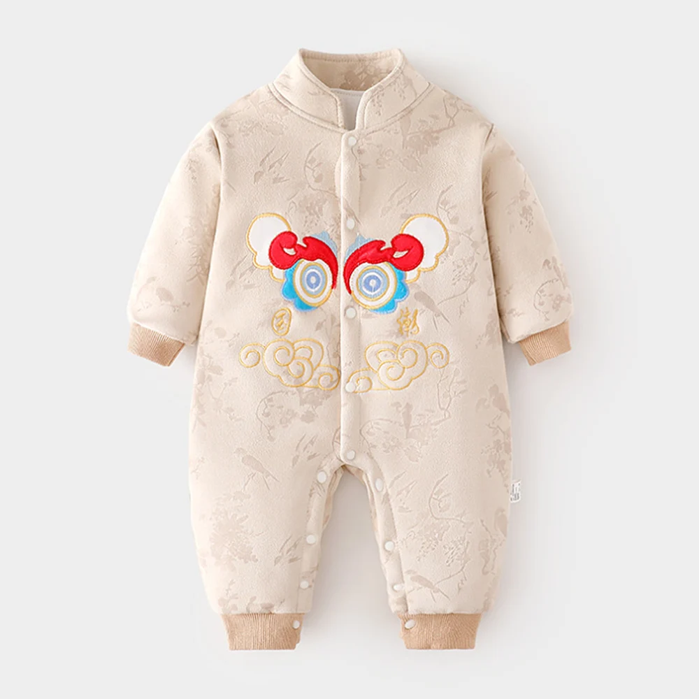 

Baby Boy Romper Long Sleeve Chinese Style Autumn Winter Thicken Warm Newborn Clothes Christmas Baby Girl Onesie