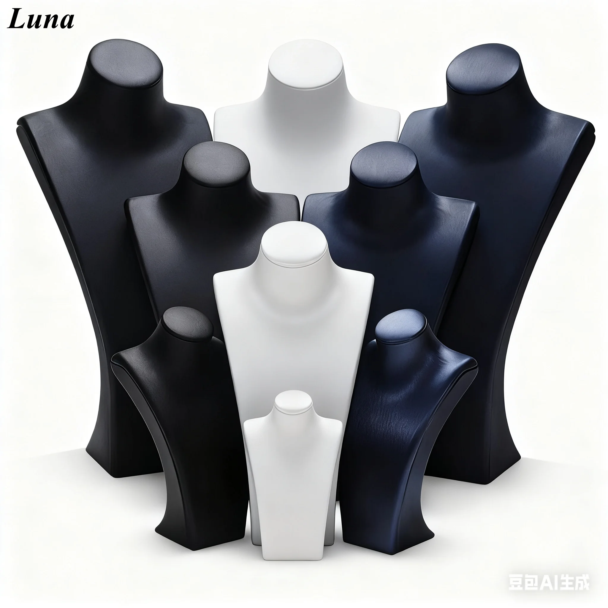 White PU Mannequin Neck Display Stand, Modern Jewelry Showcase for Necklace Bracelet Pendant, Store Showcase Decor