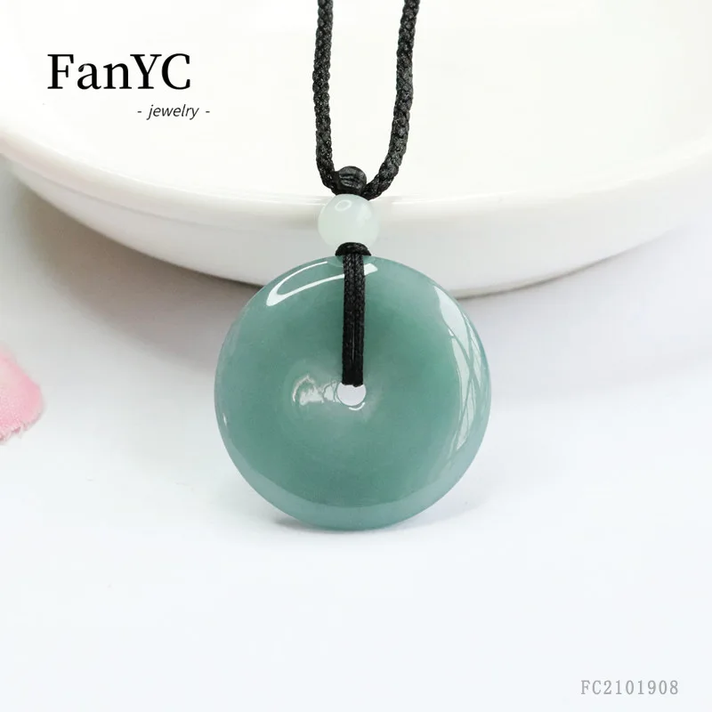 

Natural Burmese Jadeite Blue Level Peace Knot Pendant Hand-polished Fashionable Minimalist Unisex Lucky Charm Gift