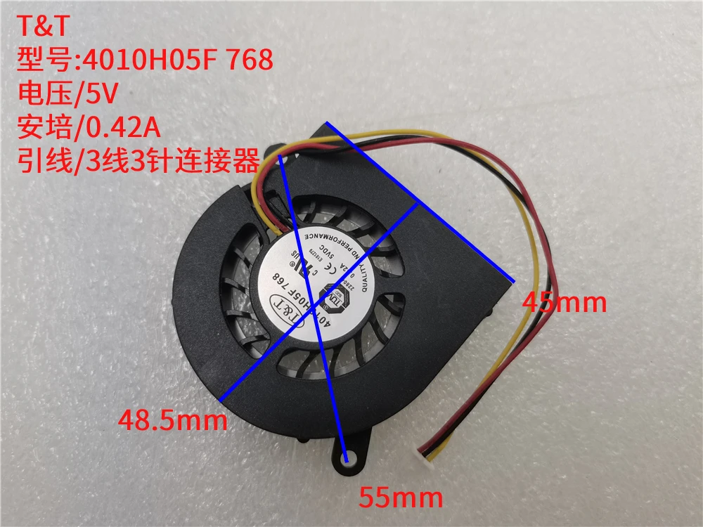 

5PCS Original CPU Cooling fan for T&T 4010H05F 768 FN0550-A1053B3AL-N 5V 0.42A 4CM 3PIN Video Card VGA Cooler notebook fan