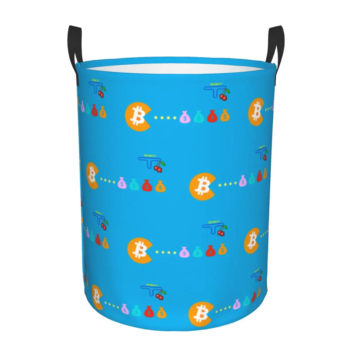 Custom Bitcoin Eats Dollar Laundry Hamper Large Clothes Storage Basket Cryptocurrency Wallet Toy Bin Organizer for Boy Girl