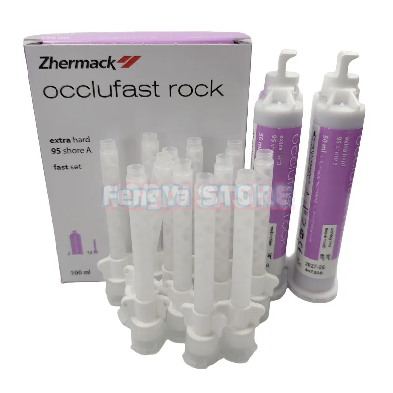 50ml*2/Box Dental Zhermack Occlufast Rock Extra Hard 95 Shade A Dental Lab Bite Registration Impression Replication Materials