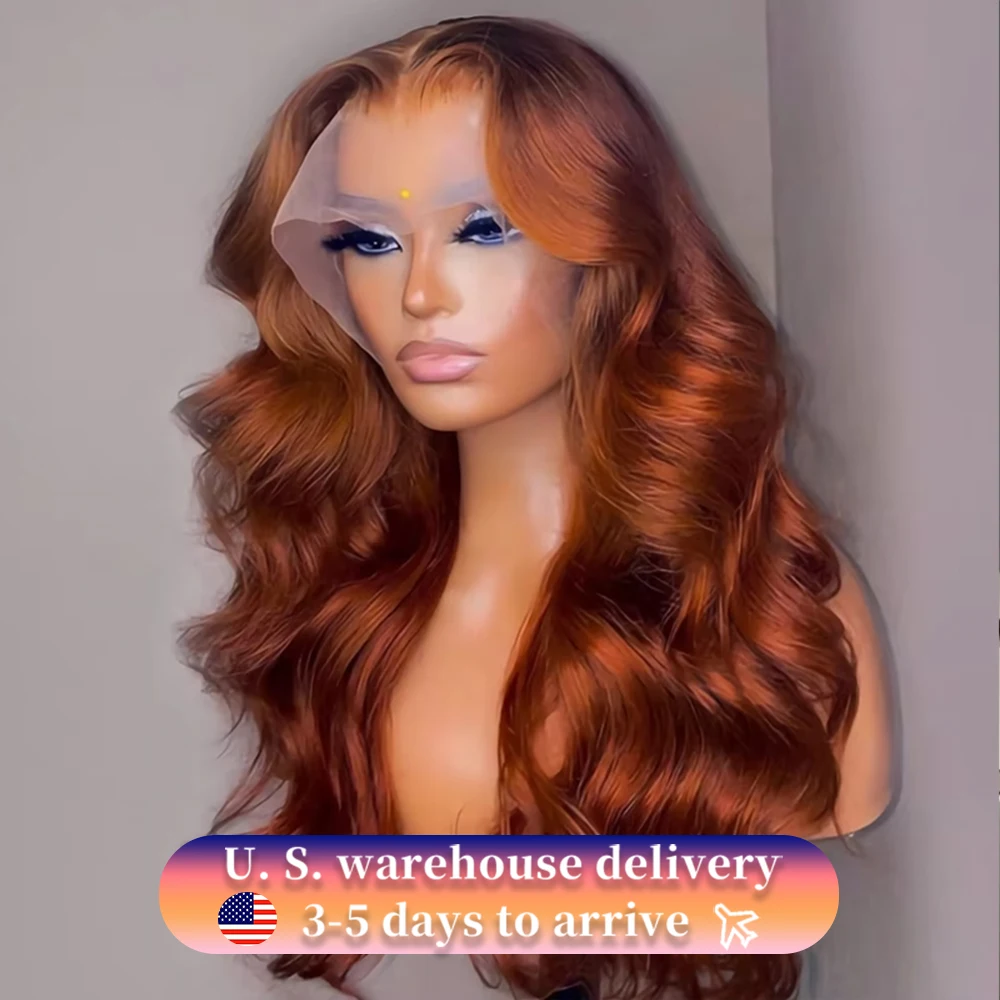 

220 Density 30 40 Inch HD 13x6 Reddish Brown Lace Front Colored Human Hair Wigs Brazilian Body Wave Lace Frontal Human Hair Wig