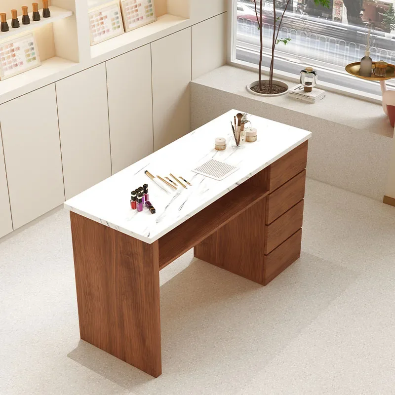 

Simple Unique Economic Aesthetic Wooden Manicure Nail Tables Design Modern Minimalist Reception Mesa Manicura Salon Furniture