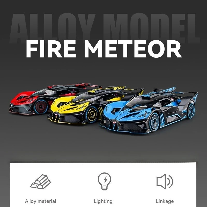 

Машинка-игрушка 1:24 Flying Fire Meteor Spray Edition: Спортивный автомобиль из сплава с функцией отката, звуком и светом. Коллекционная модель из литого сплава. Отличный подарок.