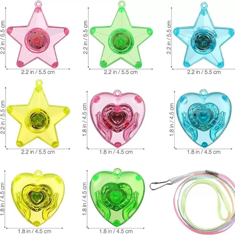 20pcs LED Light Up Necklace Pendants Star and Heart Shape Necklace Glow Luminous Necklace Kids Girls Led Flashing Necklace Party