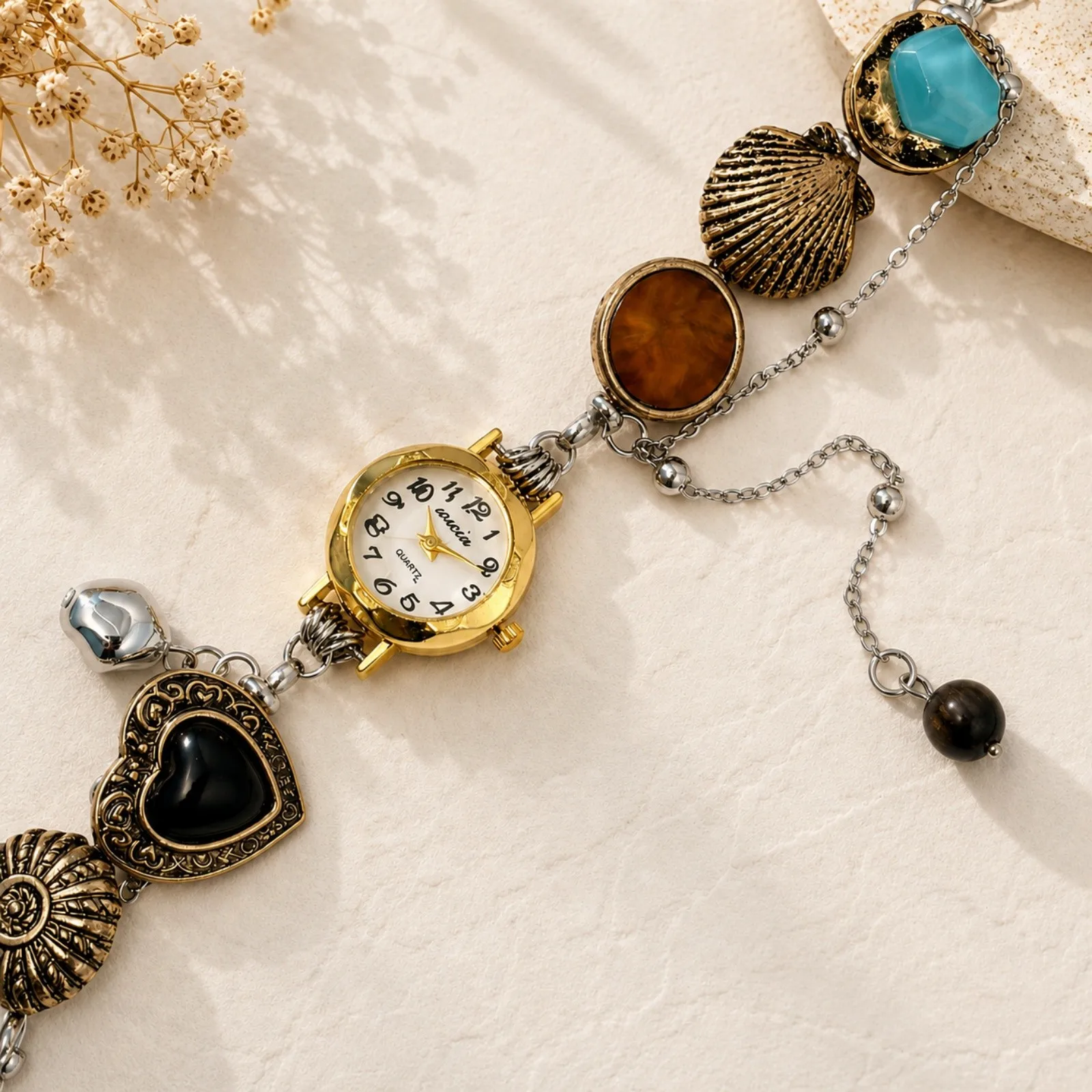 Womens Vintage Ocean Theme Quartz Necklace Watch Stainless Steel Choker Pendant Chain Watches Fashion Jewelry Xmas Gift - view 3