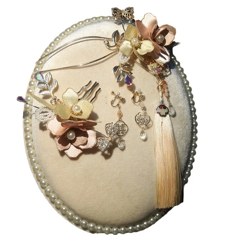 

Китайский свадебный набор украшений для волос: заколки-клипсы, винтажные простые заколки с бахромой, свадебные аксессуары для волос