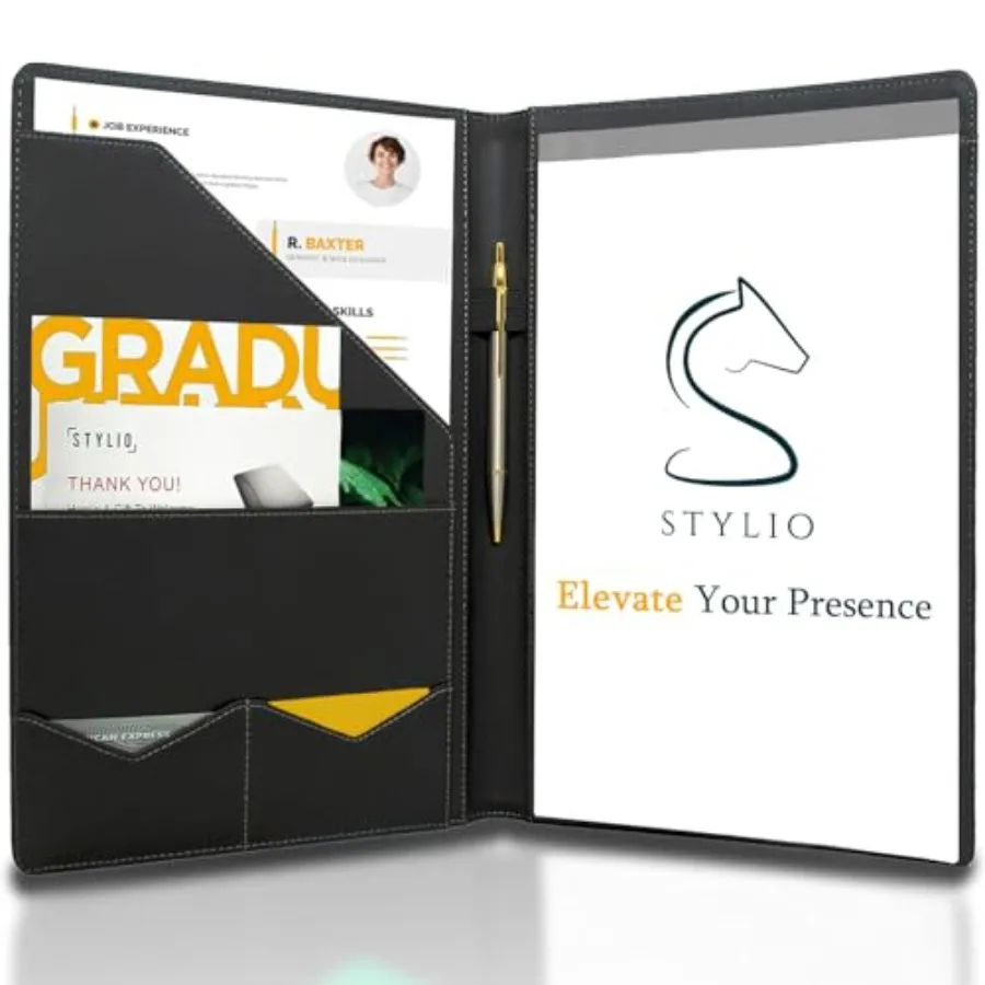 

Padfolio Portfolio Organizer Binder Interview Resume Folder, Legal Document, Business Card Holder w/Letter-Sized Notepad Handso