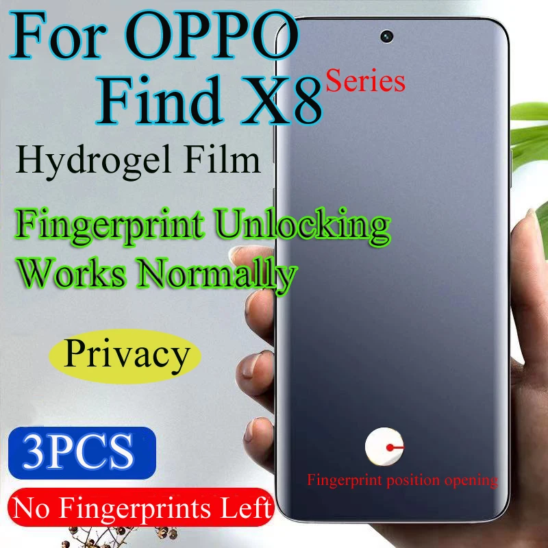 FindX8Pro Soft Screen Protector For OPPO Find X8 Pro Privacy Hydrogel Film FindX8 Fingerprint Unlocking Works Normally Soft