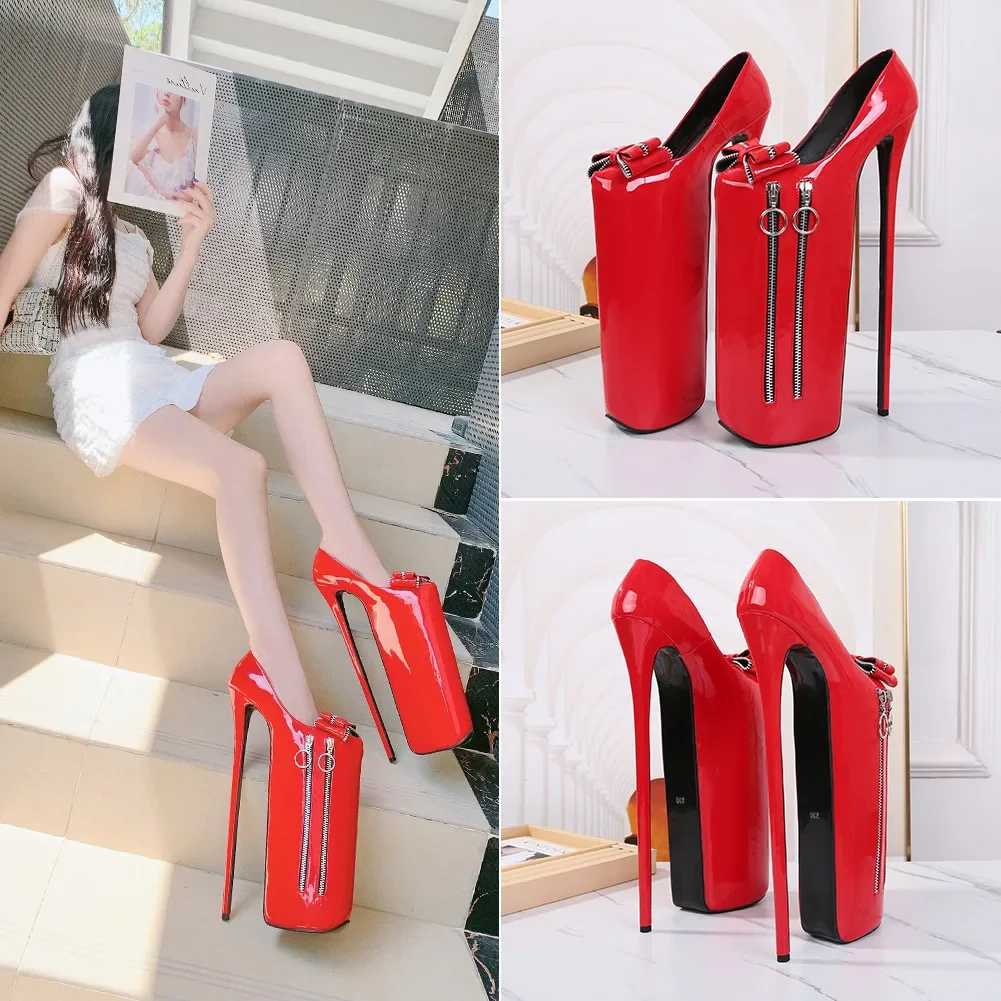 Sexy Metal 30cm Extreme High Heels Pumps Woman Platform Fashion Black Red Women Heeled Lady Big Size 46 Stripper Fetish Shoes