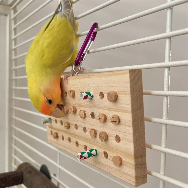 Bird Chew Toy, Parrots Cage Toy Natural Wood Molar Hanging Toy for Budgies Parrots Small Size Birds for Cage