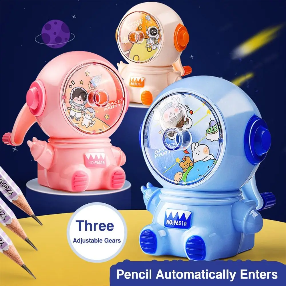 Pencil Automatically Enters Pencil Sharpener Astronaut Three Adjustable Gears Pencil Sharpening Tool Anti Sticking Lead