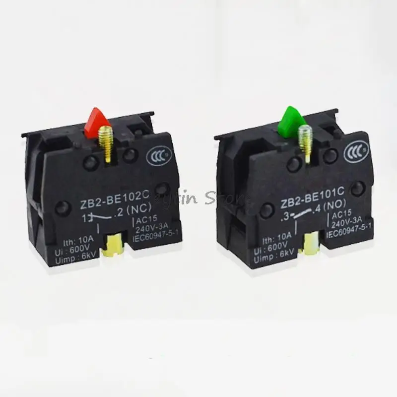 10Pcs ZB2-BE101C/ZB2-BE102C XB2 Push Button Switch Knob Conversion Normally Closed Normally Open Contact