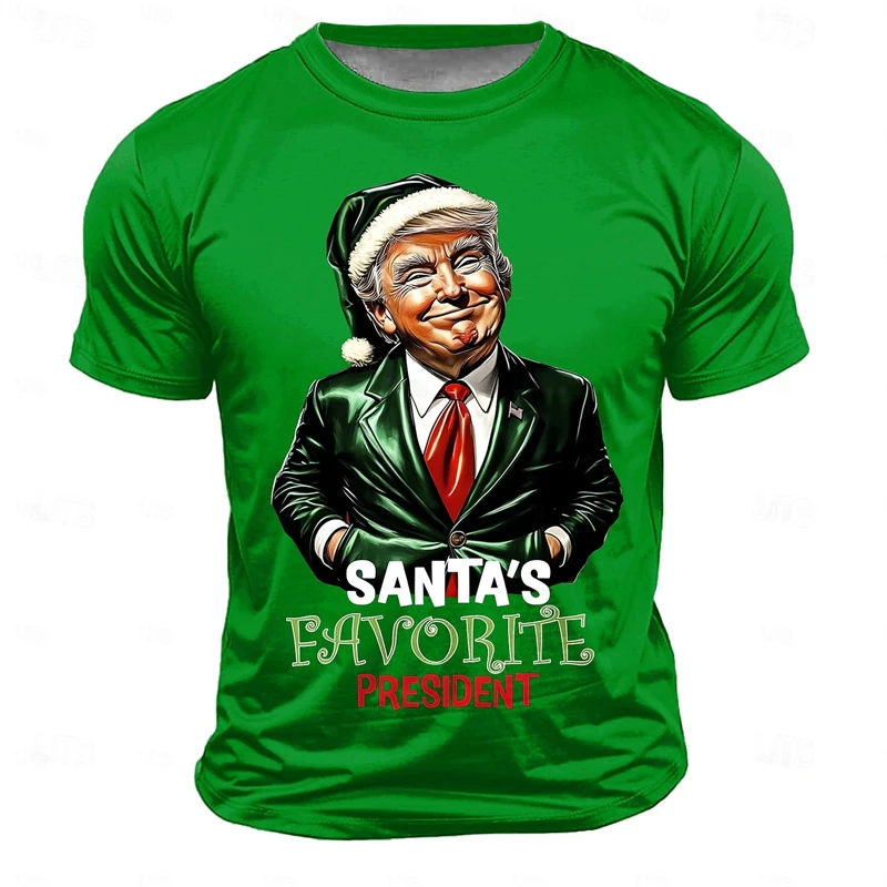 Fashion Christmas Trump T-shirt Men Casual Fashion Unique 3D Printed Pullover Top Personality Funny Pattern 2024 Trendy New Tee