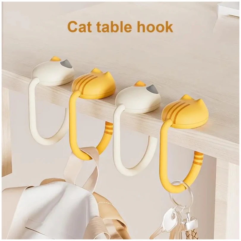 

Cute Cat Tail Purse Hook Portable Multifunctional Table Purse Bag Hooks for Home School Saving Space