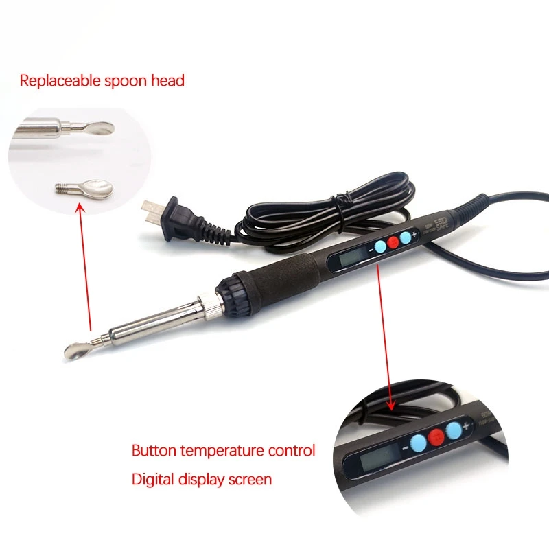 1 szt. Dentystyczna elektryczna głowica łyżka do lania wosku wymienna przycisk ekran wyświetlacza cyfrowego/obrotowa regulacja temperatury narzędzie