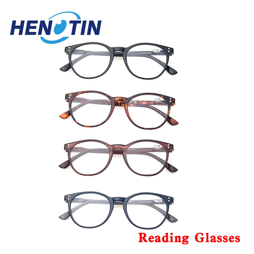 

Henotin 2022 Fashion Reading Glasses Men and Women HD Prescription Diopter Eyeglasses with Spring Hinge Decorative Eyewear 0~600