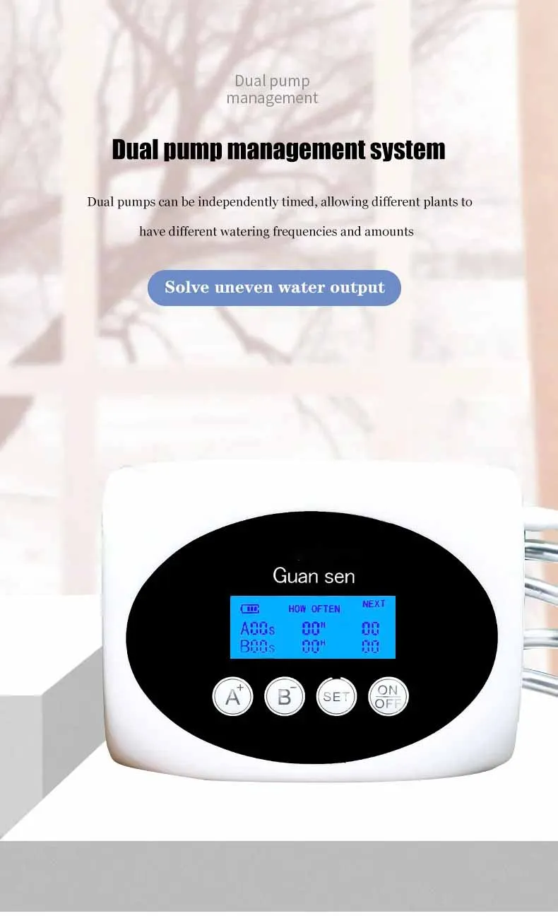 Doppelte Pumpe, intelligentes Tropfbewässerungssystem, Wasserpumpe, Timer, Garten, Solarenergie, Topfpflanze, automatisches Bewässerungsgerät – Detail 5