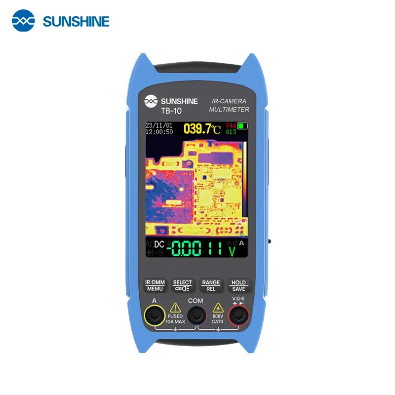 SUNSHINE TB-10 เครื่องตรวจจับการถ่ายภาพความร้อนแบบใช้มือถือและมัลติมิเตอร์หลายภาษาพร้อมเทคโนโลยี Super-Resolution 96*96 ISR 240x240