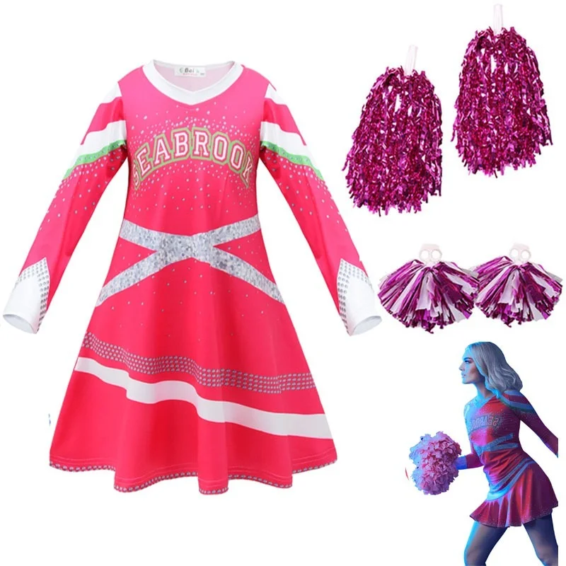 Zombies Campus 3 Halloween Kostuums Voor Meisjes Addison Cosplay Dress Up Kinderen Fancy Cheerleader Kleding Met Hand Bloem