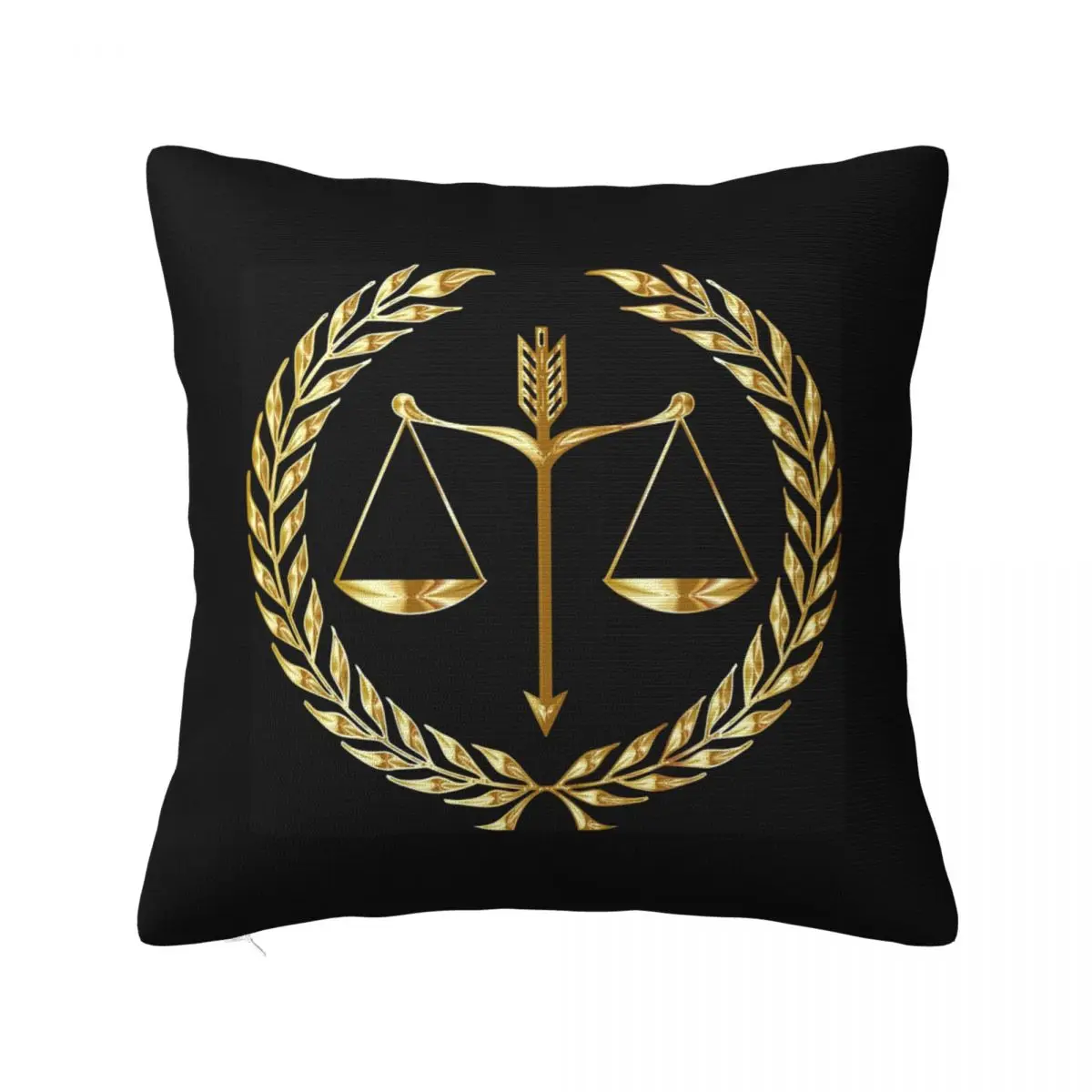 Gold Scales Of Justice Law Logo Lawyer Legal Square Pillowcase Pillow Cover Cushion Zip Decorative Throw Pillow for Home Car