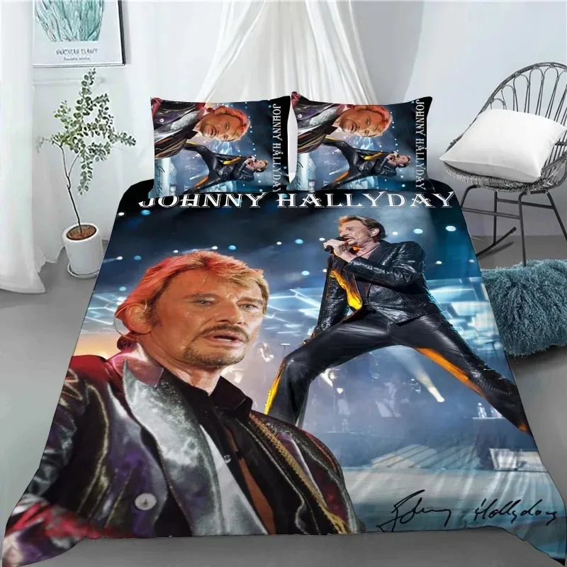 Capa de edredão rock star johnny hallyday 3d requintado impressão digital conjunto cama consolador cama juventude decoração casa adulto meninos presente