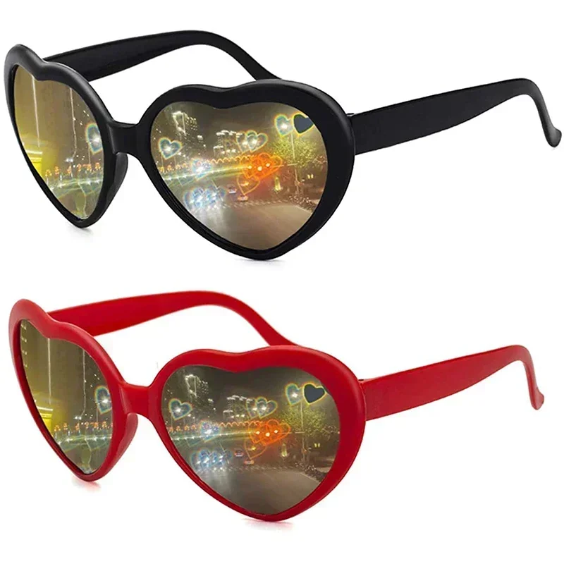 Fashion Heart-Shaped Effect Glasses Watch Heart-Shaped Night Diffraction Glasses Women's Sunglasses Girls' Special Effects Glass