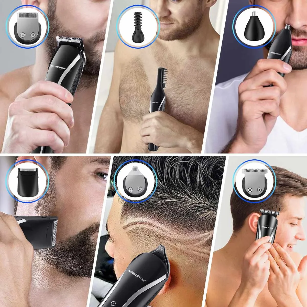 12 in 1 Cordless Multi-functional Hair Beard Trimmer Mustache Grooming Kit Nose Ear Trimmer Hair Clipper Machine Gift For Men