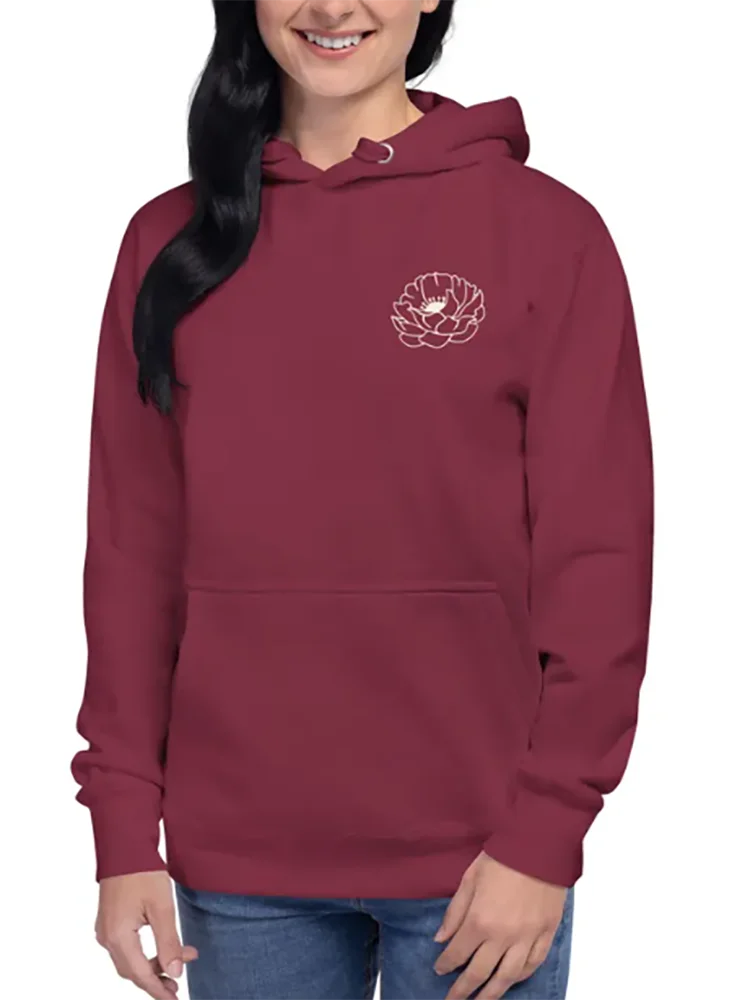 Felpa con cappuccio floreale vintage da donna con stampa casual con coulisse in morbido cotone per l'autunno o l'inverno per abbigliamento streetwear da donna