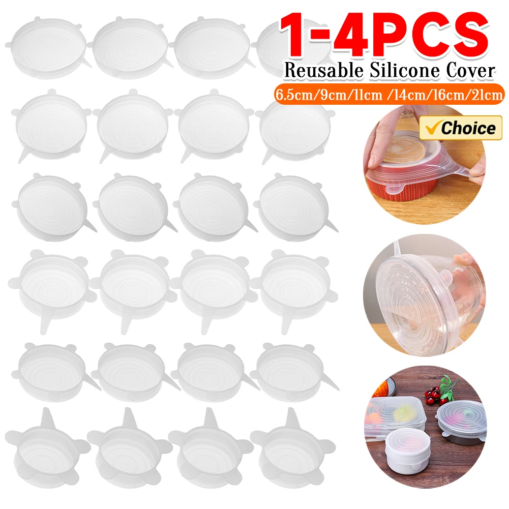 1-5Pcs Stretch Silikon Deckel Hitzebeständige Wiederverwendbare Lebensmittel Wrap Schüssel Topf Pfanne Abdeckung Universal Kochgeschirr Deckel Küche kühlschrank