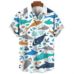 3d Print Shark Jellyfish Hawaiian Shirt For Men Casual Sea Life Animal Pattern Short Sleeve Blouse Summer Fashion Top Shirts