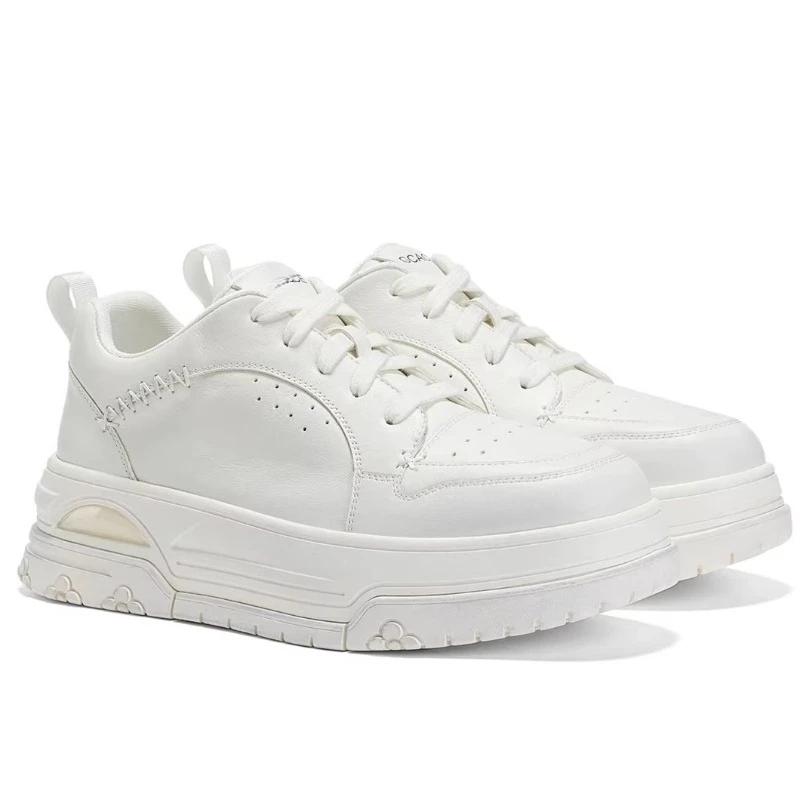 White Shoes Women's Retro Comfortable Thick Soled Height Increasing Shoes Genuine Leather Breathable Versatile Casual Board Shoe