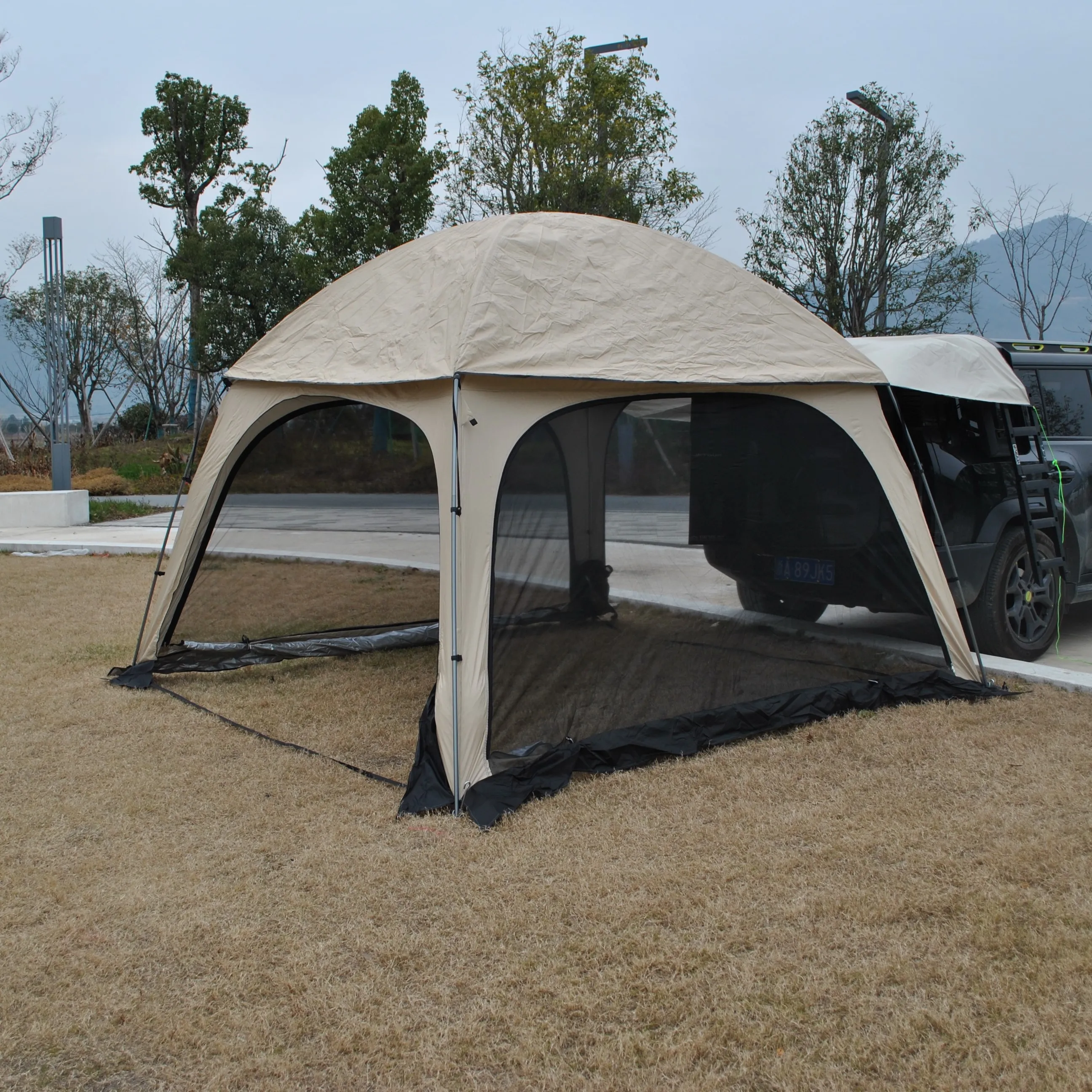 Outdoor Party Tent with Mesh Fabric To Prevent Mosquitoes And Insects,Waterproof Canopy Patio Wedding Gazebo, Connected To Car