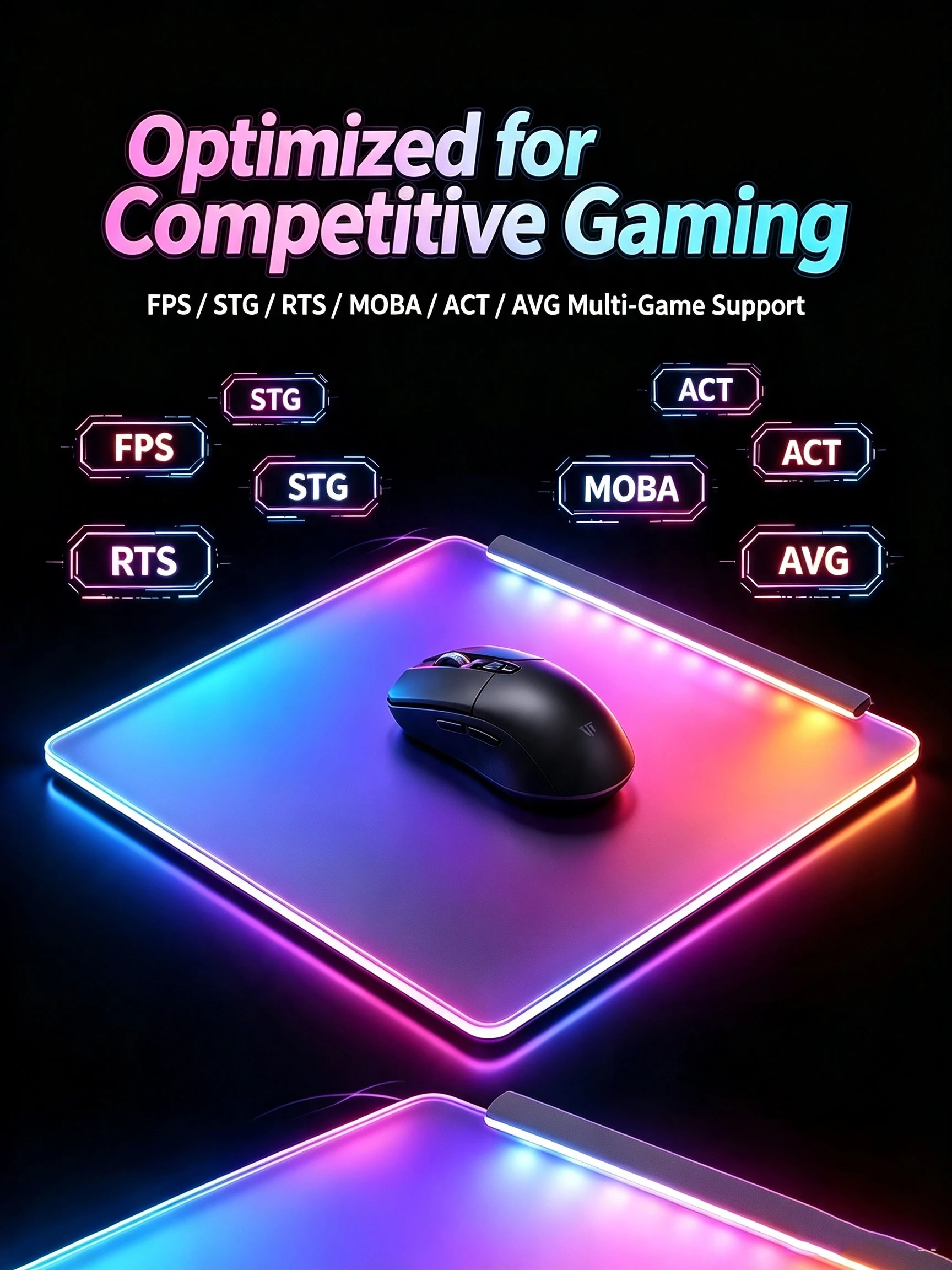 Illuminated ARGB gaming mouse pad, smooth FPS office gaming tempered glass, light synchronization