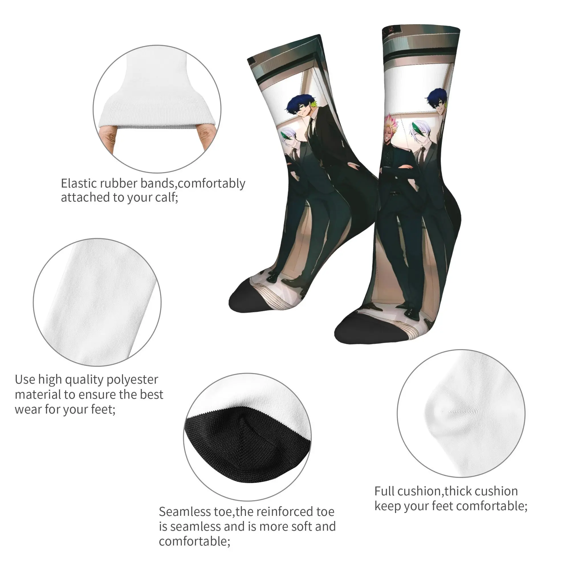 ブルーロックアニメストッキングユニセックス男性靴下高品質ノベルティソックス春ランニングスポーツ滑り止めパターンソックスギフト
