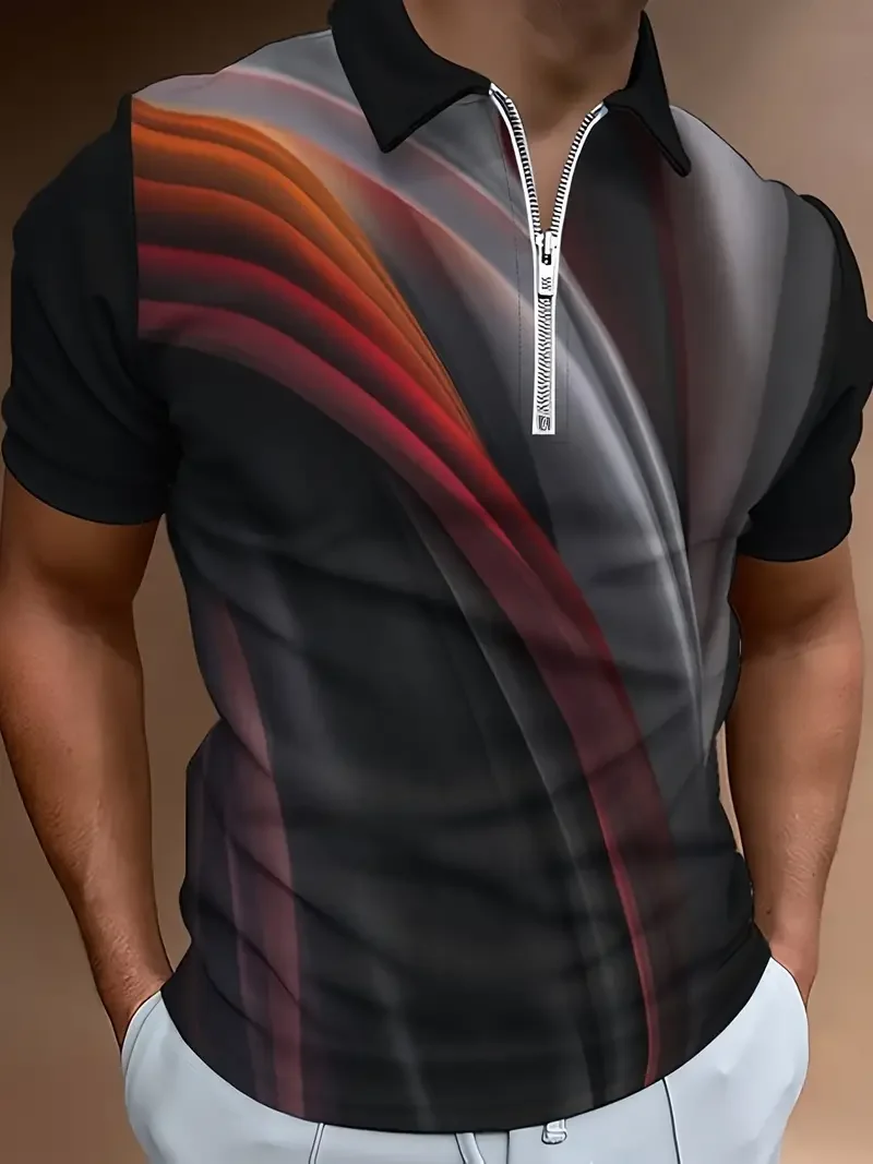 New Summer Men's Short-sleeved Polo Shirt Fashion 3D Printing T-shirt Men's Breathable Shirts Men's Clothing Plus Size Tops