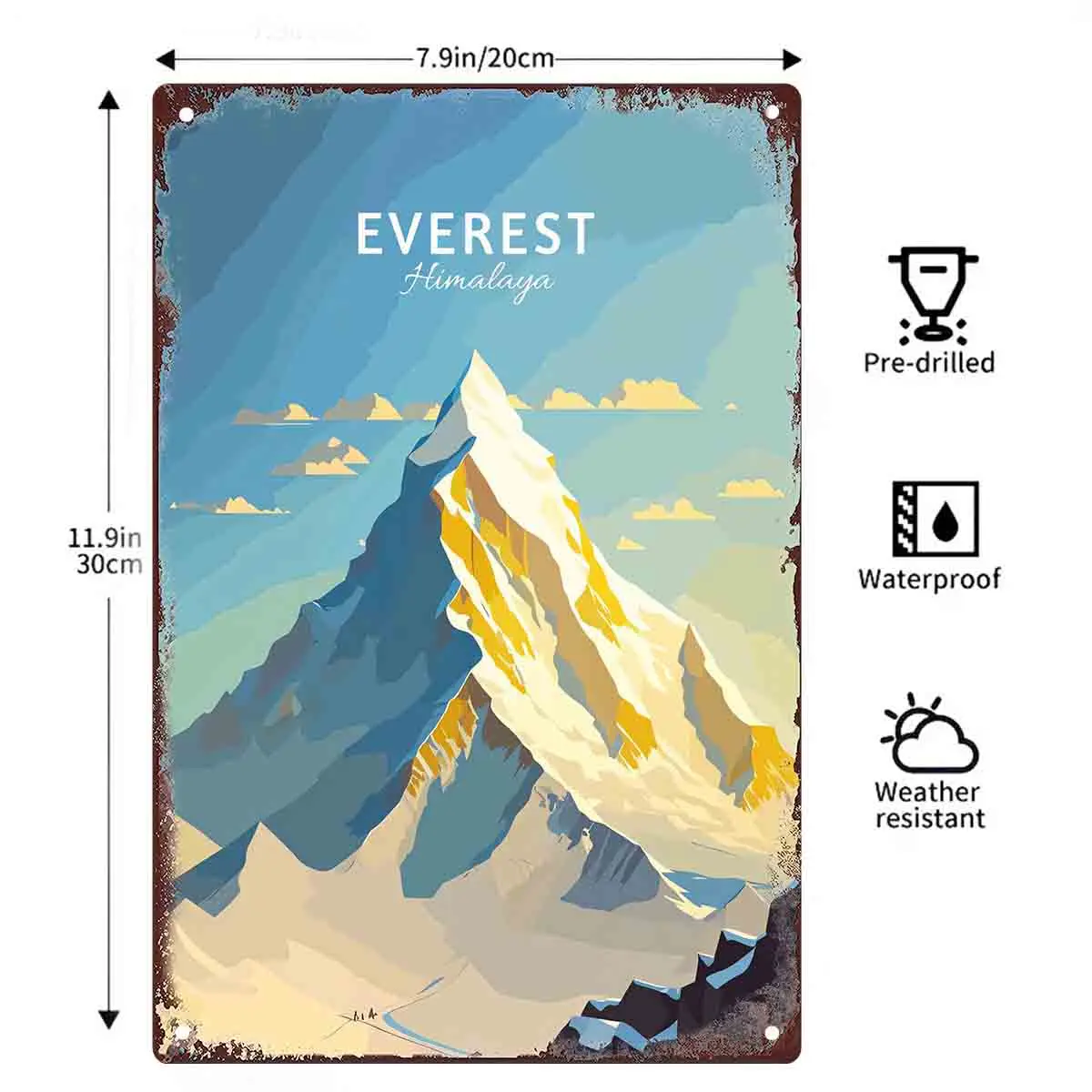 2D FLAT 1pc Everest Himalaya Mountain Art Metal Wall Sign Decoration for Home Cafe Garage Bedroom Porch And Garden