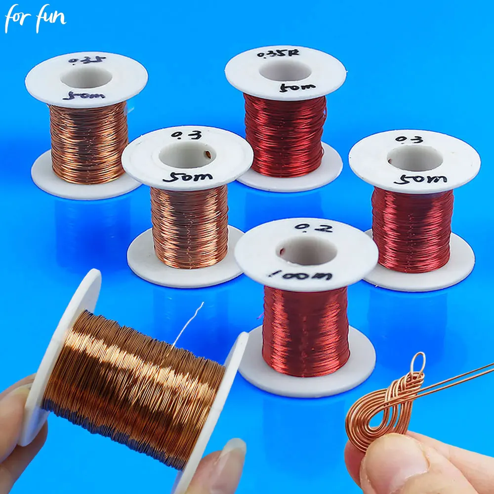 

For Fun 0.2/0.3/0.35MM Polyurethane Enameled Wire 50/100Meters QA-1-155 Conductive Copper Wire Winding Wire Connection Wire