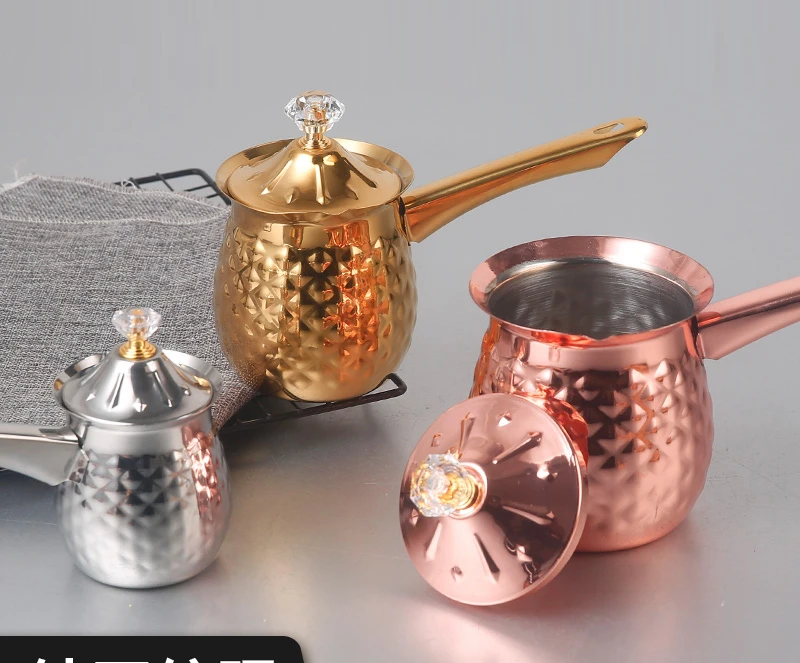 Hand-made coffee pot stainless steel net red hanging ear hand-washed pot metal long handle household teapot hot milk cup.