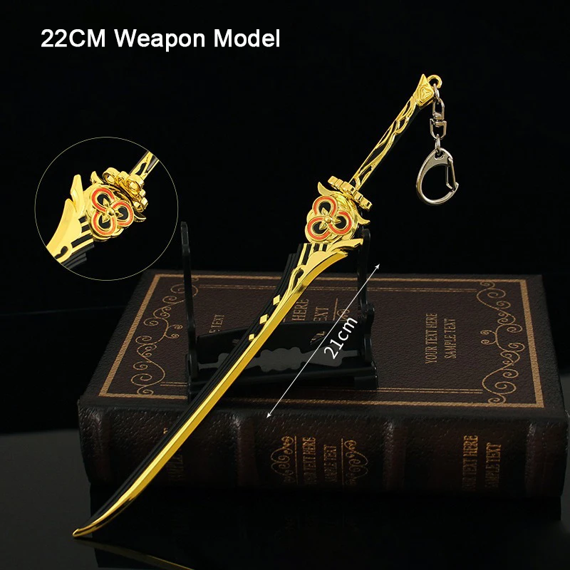 22CM Genshin Impact Game Peripheral Chiori Full Metal Replica Miniature 5-Star Weapon Model Uraku Misugiri Handicraft Ornaments