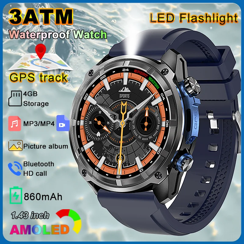 

Corning Gorilla Glass High-End watch Swimming Waterproof Smart Watches Swim six axis sensor Sports Smartwatch 4GB Memory GPS Map